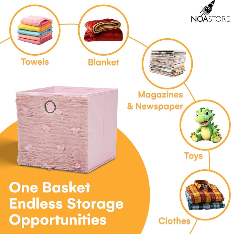 Noa Store Set of 2 Pink Toy Box for Girls - 130 Liters Large Toy Storage with Removable Dividers for Easy Sorting - Stylish Textile Toy Bins and Chests - Ideal for Playroom Bedroom Living Room - Image 5